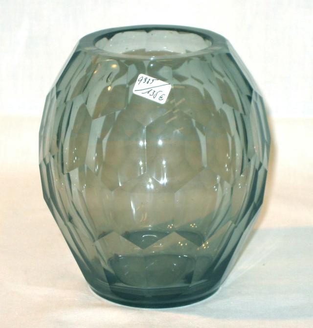 Art Deco Smoked-Grey Glass Vase.