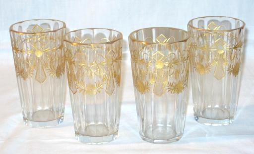 Gilted and Cutted Glass Water Glasses.