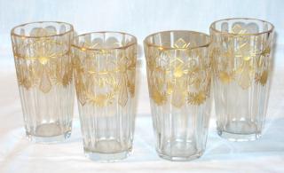 Gilded and Cut Glass Water Glasses.