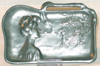 Art Nouveau Pewter Tray with Lady