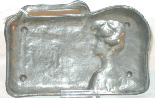 Art Nouveau Pewter Tray with Lady.