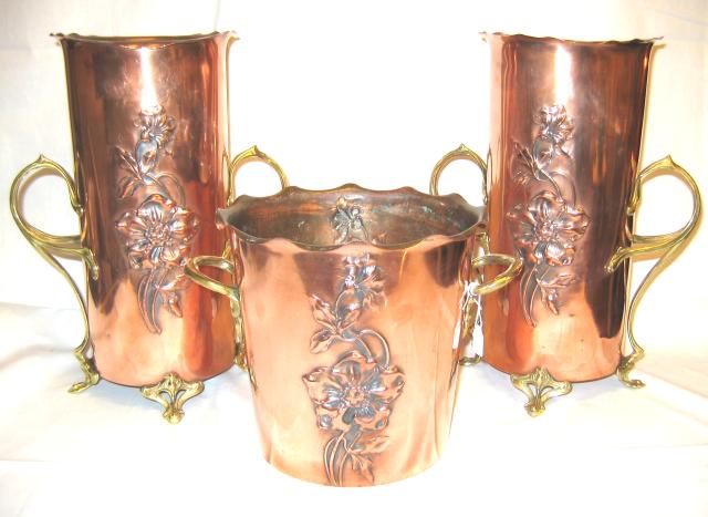 Copper and Brass Vases Set by WMF