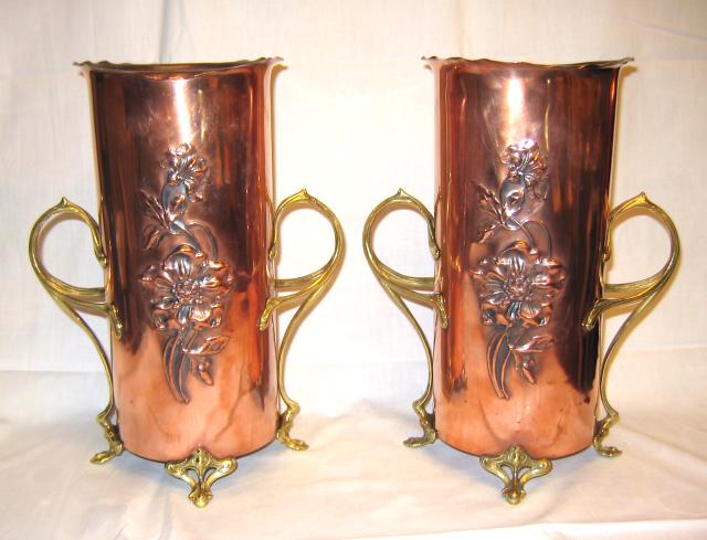 Copper and Brass Vases Set by WMF
